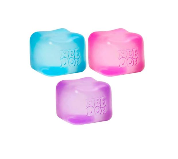 Schylling NeeDoh Nice Cube - Sensory Fidget Toy for Your Mellow and Chill - Square Shape with Groovy Goo Filling in Assorted Colors Blue Pink Purple