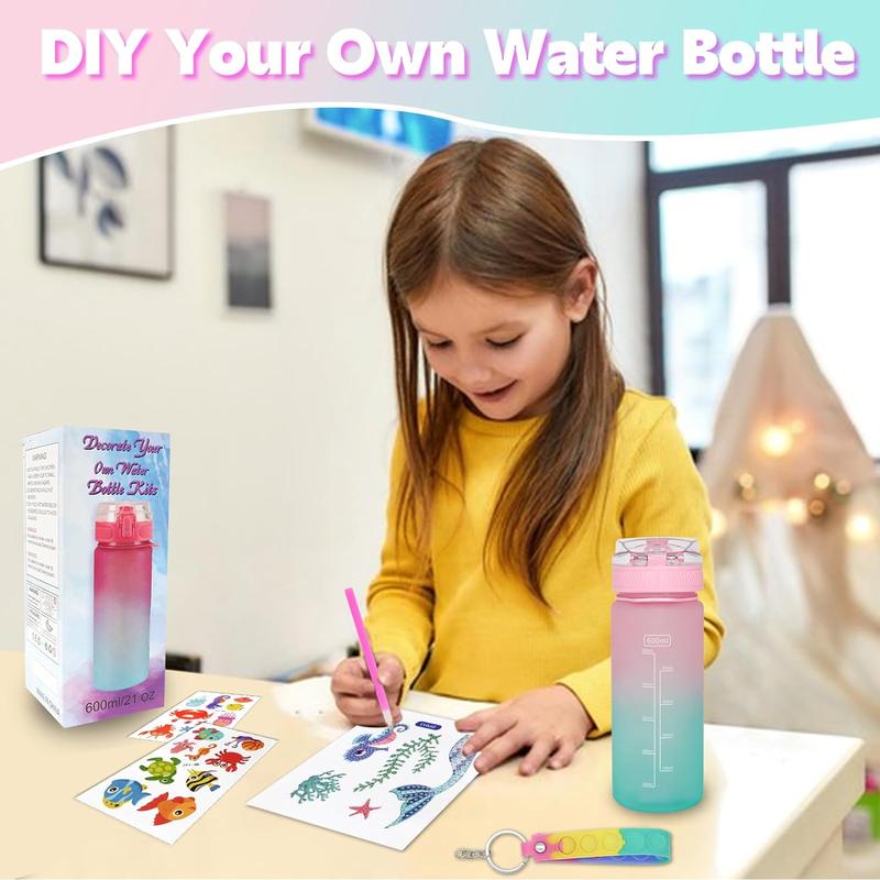 Gifts for Girls 4-12, Decorate Your Own Water Bottle Kits for Girls, Mermaid Diamond Crafts Painting Toys, Kids Water Bottle for School, Christmas and Birthday Gifts Toys for Girls