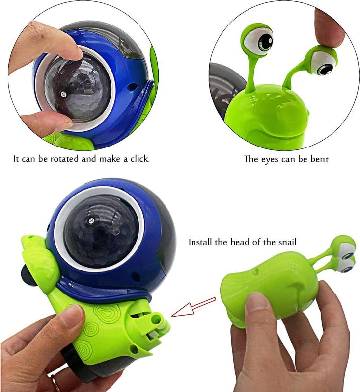 Crawling Snail Design Music Toys, Electric Snail Toy, Cute Electronic Animal Crawl Toy, Toys with Built-in LED Light, Interactive Learning Toy