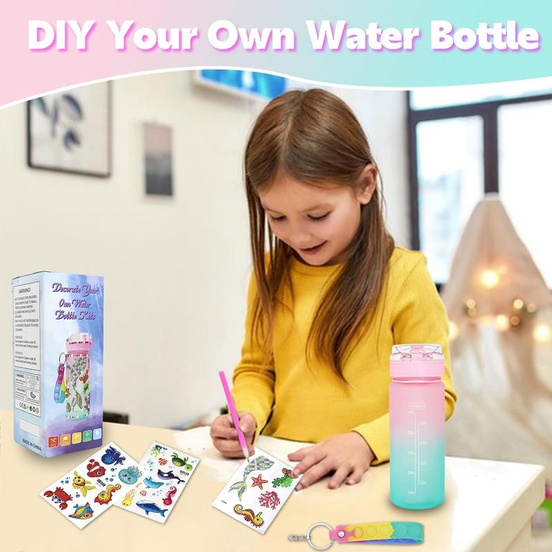 Gifts for Girls 4-12, Decorate Your Own Water Bottle Kits for Girls, Mermaid Diamond Crafts Painting Toys, Kids Water Bottle for School, Christmas and Birthday Gifts Toys for Girls