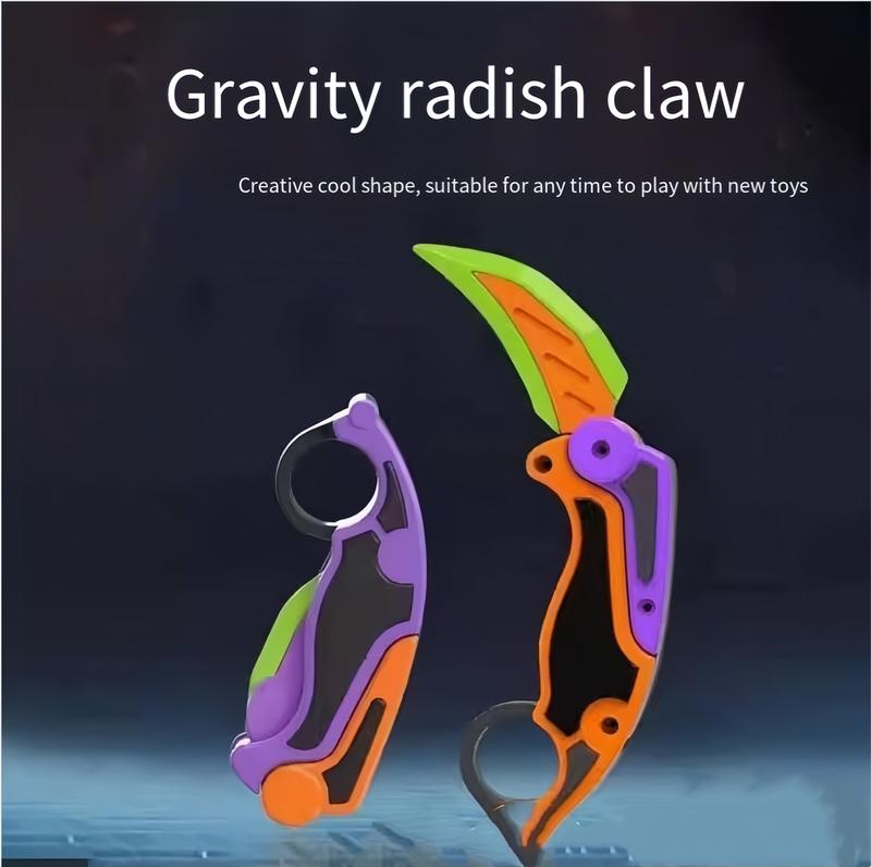 Gravity 3d Printing Straight Jump Claw Knife 2.0 Telescopic Rotary Decompression Toy Folding Claw Knife Radish Knife