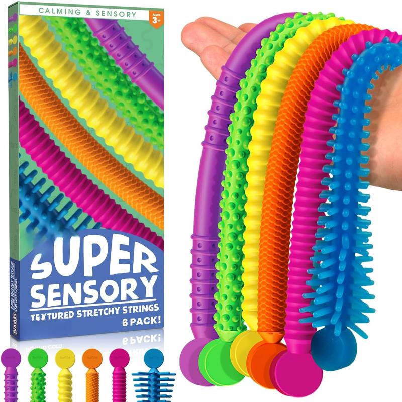 Stocking Stuffers for Kids - Stretchy Sensory Strings - Stimulating & Addictive Sensory Toys for Kids - Stocking Stuffers for Boys and Girls - Non Mouthable Toy - Super Sensory 6pk