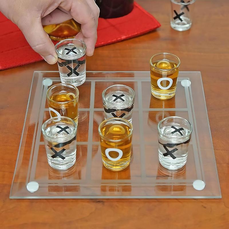 Shot Glass Tic Tac Toe Game - Elegantly Designed Drinking Fun, Perfect for Parties, Couples, and Strategy, 8.63