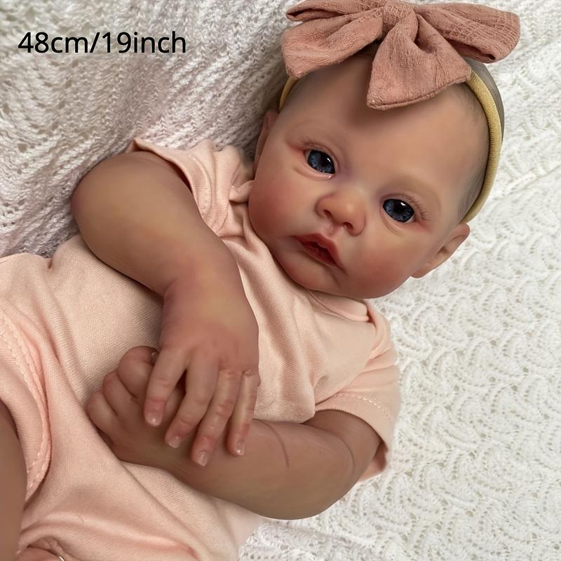 MADOLL 19-inch Realistic Reborn Baby Doll with 3D-Painted Skin and Visible Veins, Soft Silicone Newborn Gift for Child