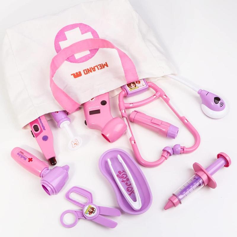 Toy Doctor Kit for Girls - Pretend Play Doctor Set with Dog Toy, Carrying Bag, Stethoscope Toy & Dress Up Costume - Doctor Play Gift for Kids Ages 3 4 5 6 Year Old for Role Play