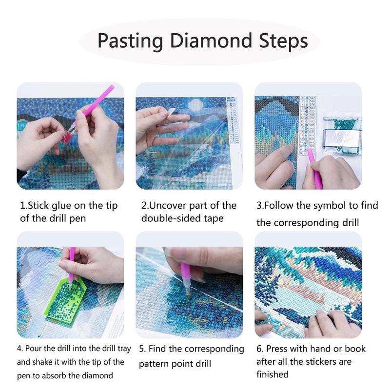 Moon & Mountain & River DIY Diamond Painting Without Frame, 1 Count Diamond Painting Kit, DIY Diamond Painting Kits For Children & Adults