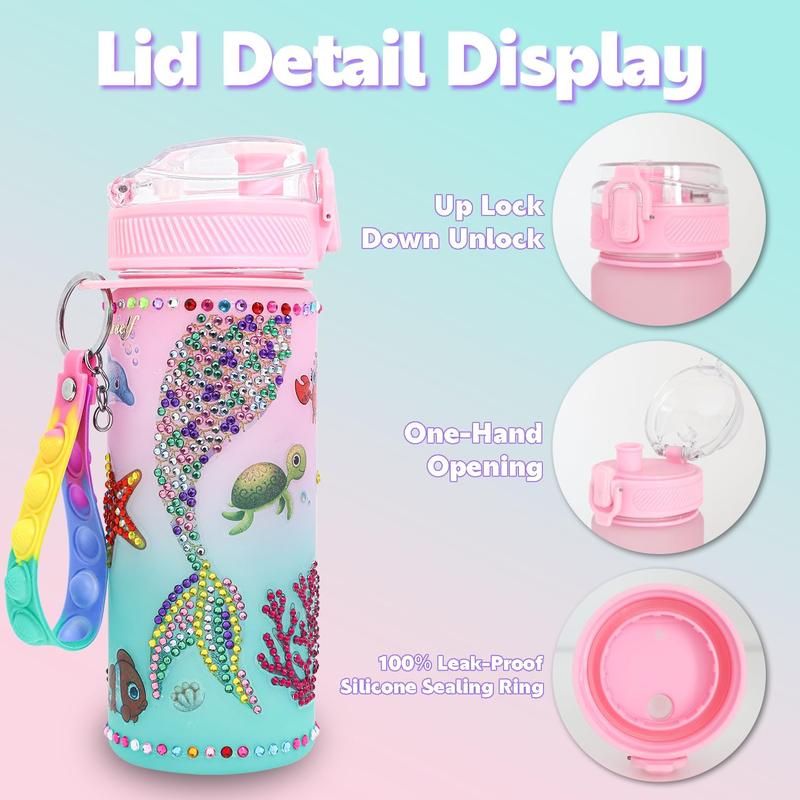 Gifts for Girls 4-12, Decorate Your Own Water Bottle Kits for Girls, Mermaid Diamond Crafts Painting Toys, Kids Water Bottle for School, Christmas and Birthday Gifts Toys for Girls