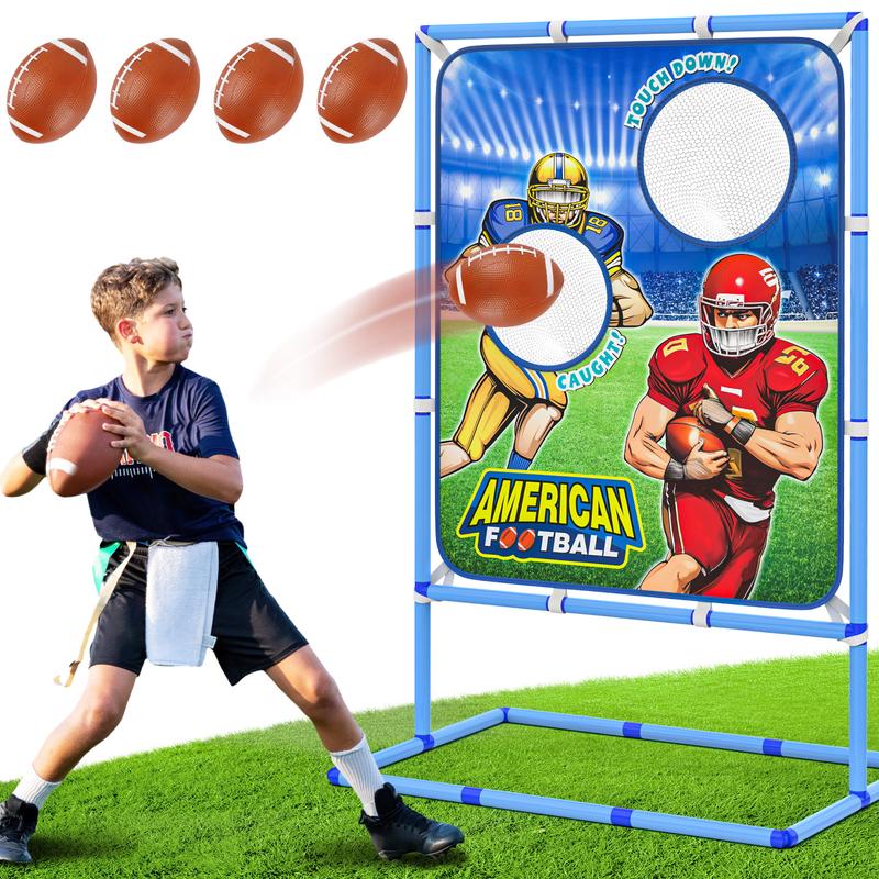 Football Toss Game with 4 Inflatable Balls, Indoor Outdoor Football Throwing Target Toy for Kids Ages 4-7 8-12- Perfect Christmas Birthday Gifts.