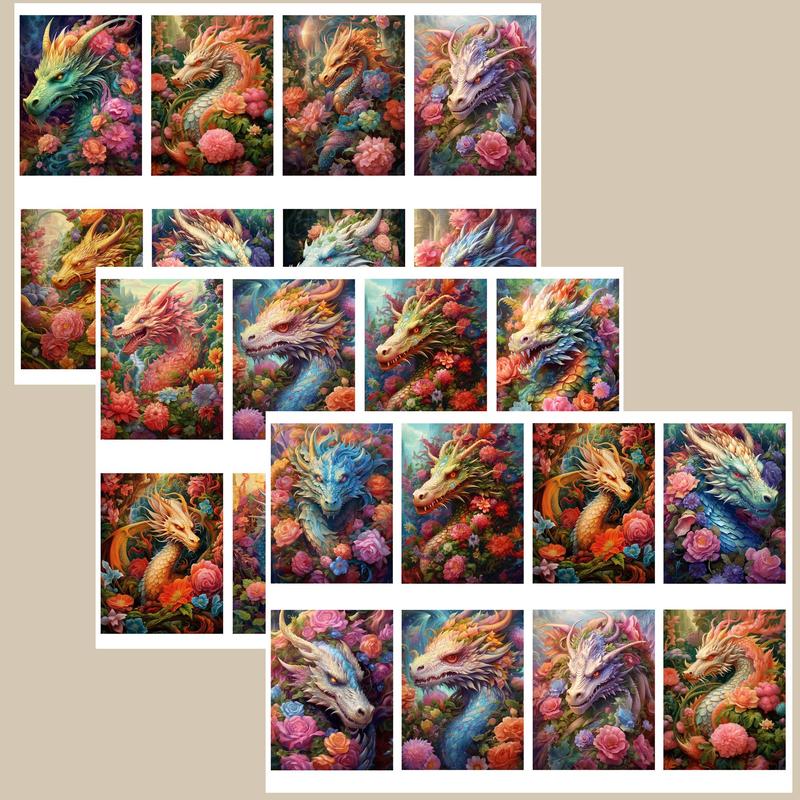 Dragon Pattern DIY Sticker (72pcs), Self Adhesive Decorative Stickers, DIY Decals for Water Bottle, Laptop, Phone Case, Scrapbooking, Journal Making, Gift Wrapping