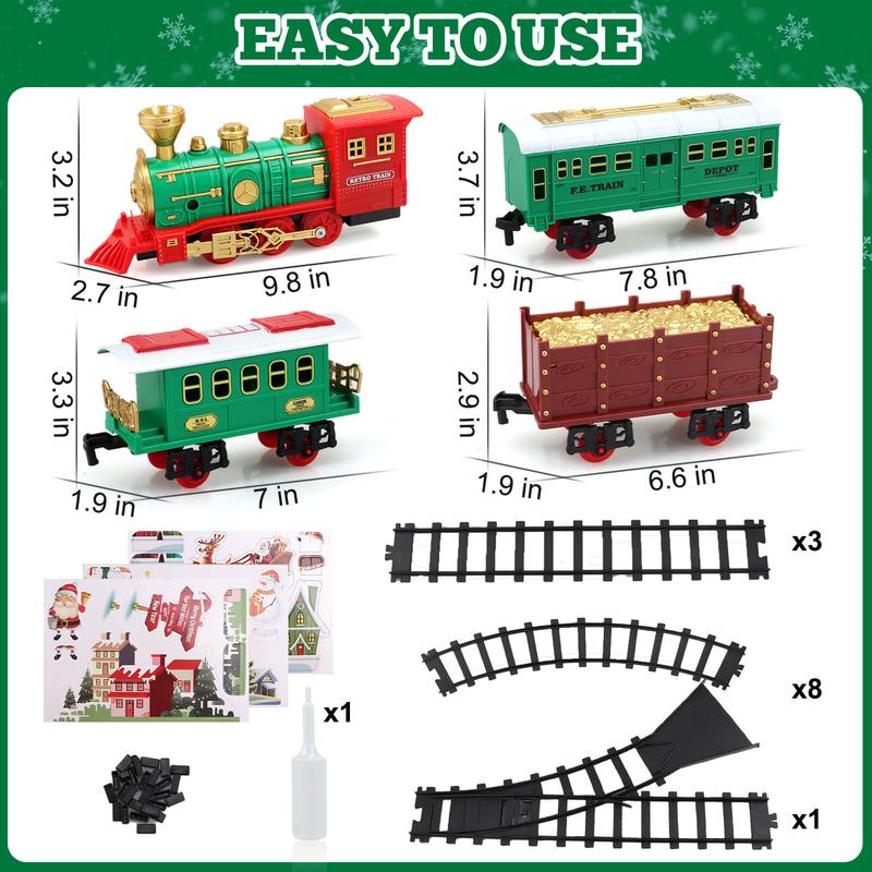 Interactive Steam Train Set, Realistic Smoke, Lights & Sounds Classic Electric Train Set, Holiday Decoration for Boys & Girls