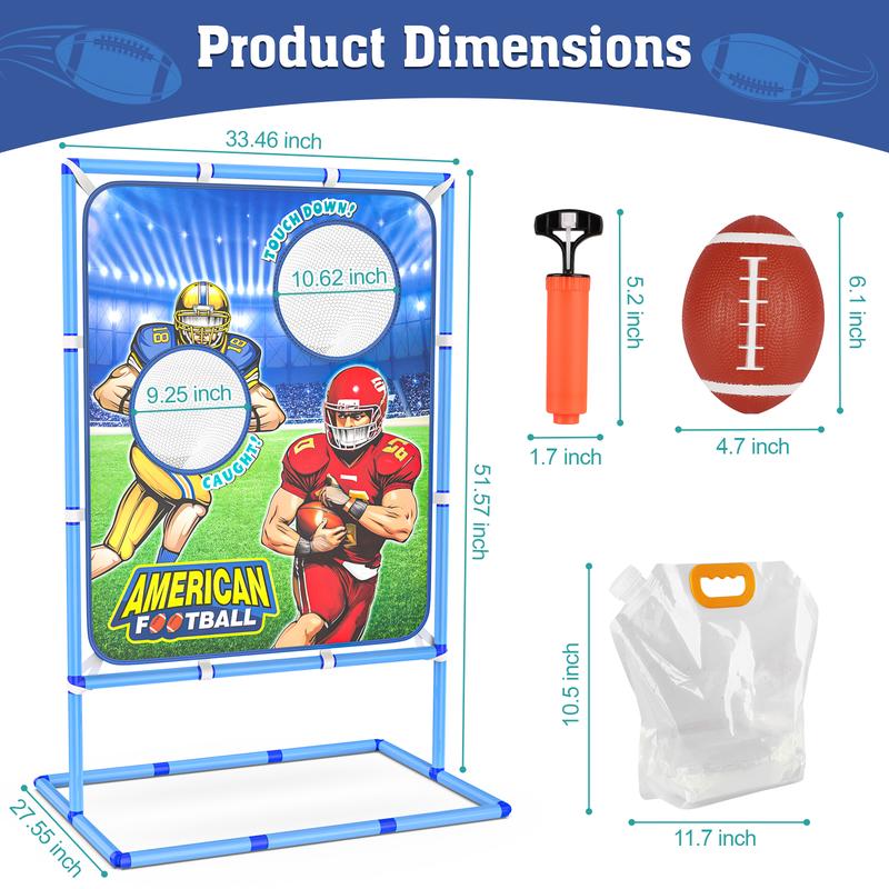 Football Toss Game with 4 Inflatable Balls, Indoor Outdoor Football Throwing Target Toy for Kids Ages 4-7 8-12- Perfect Christmas Birthday Gifts.