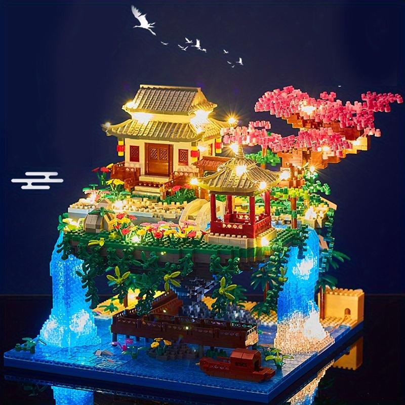 3320pcs Micro Building Blocks Set Chinese Architecture of Peach Blossom, Cherry Blossom Bonsai Tree Building Set, Collectible Models of Classical Famous christmas 2024 ornaments