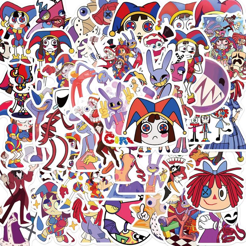 Cartoon Circus Series Sticker, 50pcs set Cute Cartoon Decals, DIY Decorative Sticker for Laptop Phone Computer Guitar Bag Water Cup Scrapbook