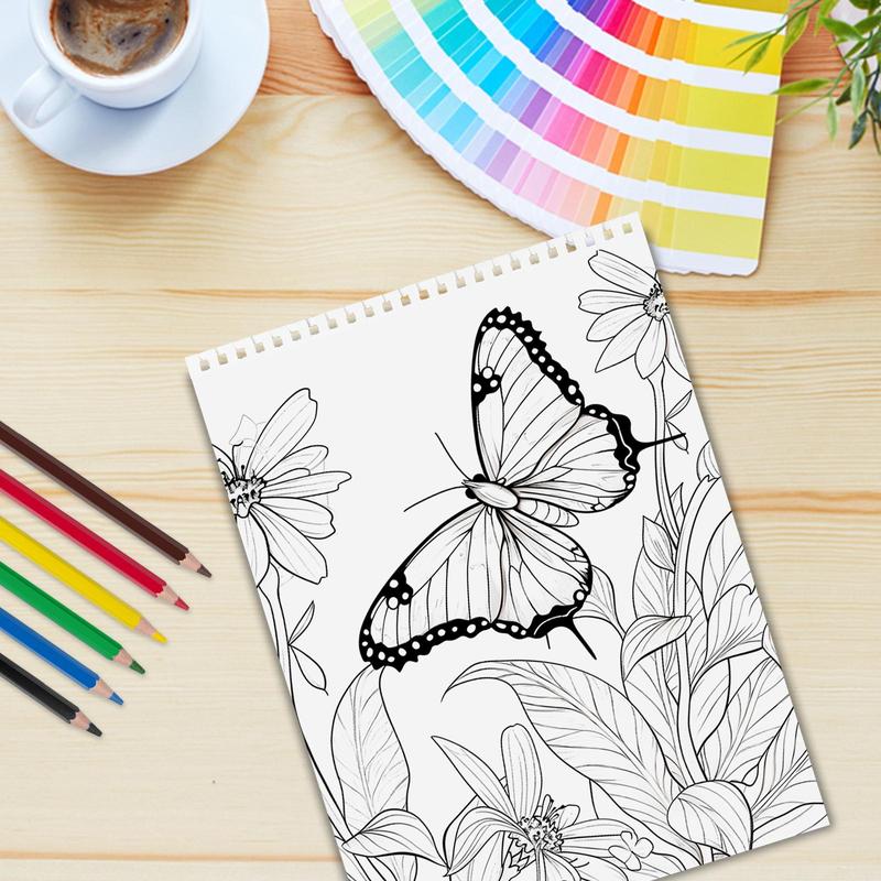 Fantasy Butterfly Theme Coloring Painting, 1 Count 11.22 X 8.27 Inches, Beautiful Designs Of Butterflies and Flowers, Christmas Perfect Gifts