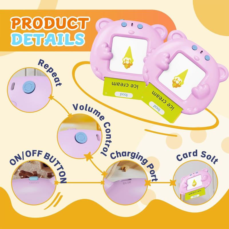 Kids English Learning Speech Therapy Machine Toys Sight Words Educational Cognition Montessori Talking Flash Card Toys, Gifts for Children