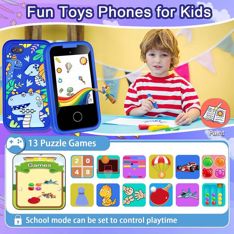 Kids smartphone for girls, birthday or Christmas gift, age 3-10, with dual cameras, games, music player, and learning features