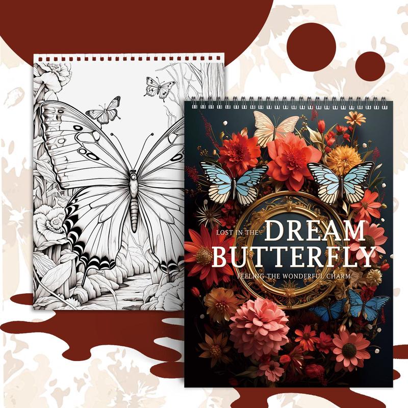 Fantasy Butterfly Theme Coloring Painting, 1 Count 11.22 X 8.27 Inches, Beautiful Designs Of Butterflies and Flowers, Christmas Perfect Gifts