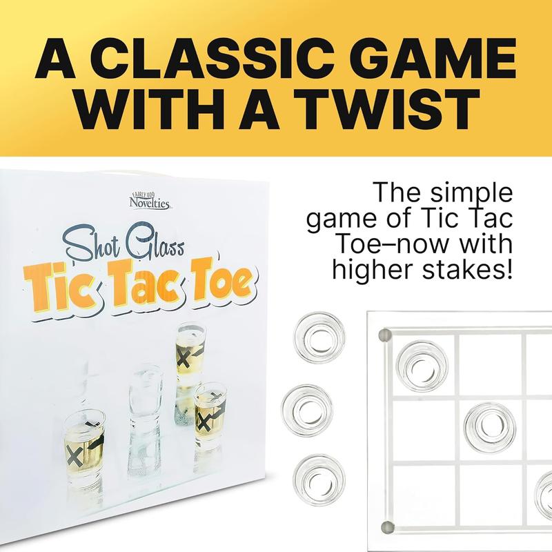 Shot Glass Tic Tac Toe Game - Elegantly Designed Drinking Fun, Perfect for Parties, Couples, and Strategy, 8.63