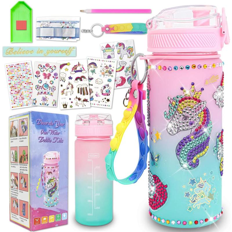 Gifts for Girls 4-12, Decorate Your Own Water Bottle Kits for Girls, Mermaid Diamond Crafts Painting Toys, Kids Water Bottle for School, Christmas and Birthday Gifts Toys for Girls