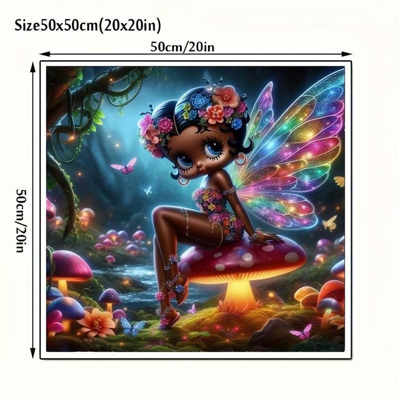 DIY Artificial Rhinestones Arts Painting Kit Without Frame, Black Fairy Girl Pattern DIY Painting, Handmade Craft Wall Art Decoration