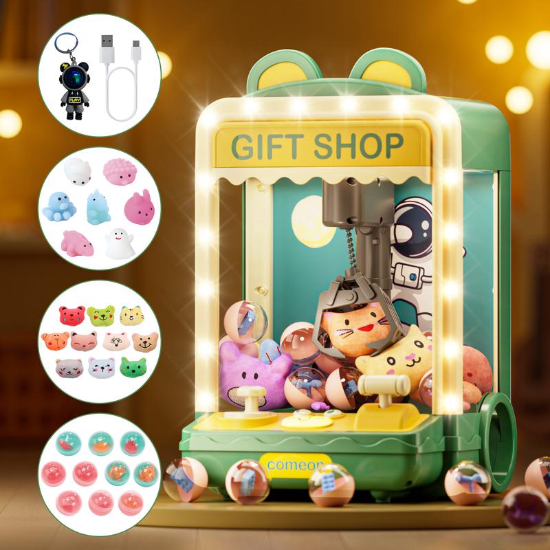 Claw Machine with Lights,Mini Candy Machine Toys, Arcade Game Machines with Astronaut Toy&Squishies Toys,Vending Machine,Birthday Gifts