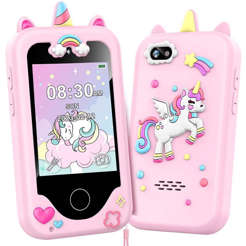 Kids smartphone for girls, birthday or Christmas gift, age 3-10, with dual cameras, games, music player, and learning features