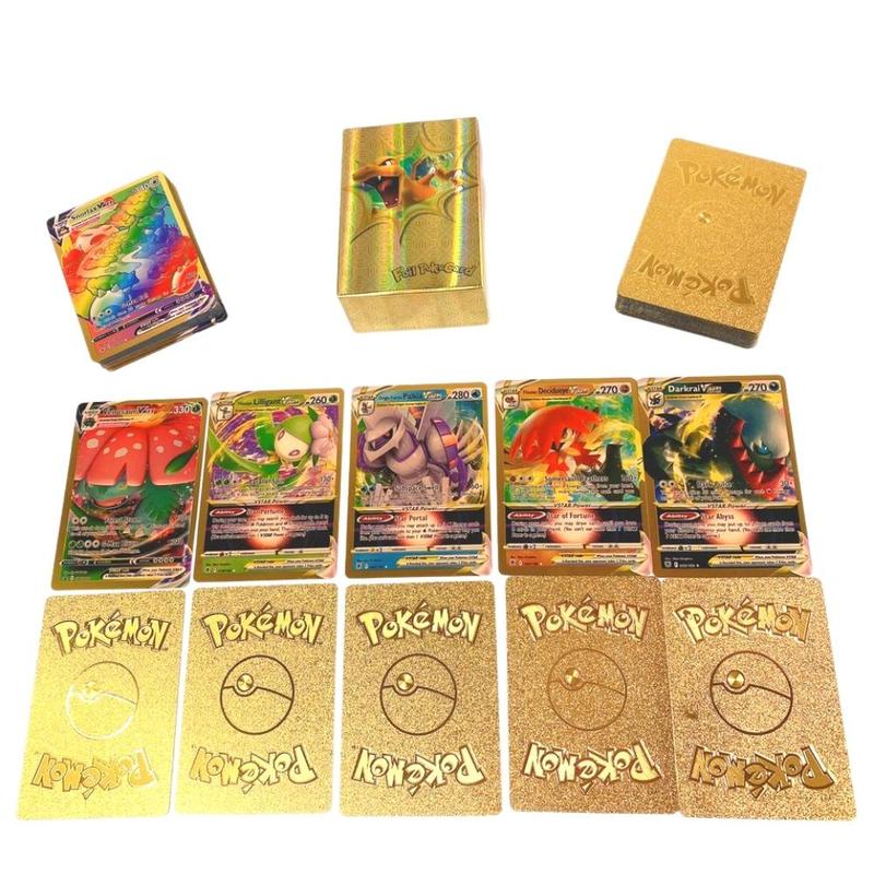 Pokemon Playing Card Set 100 Gold Plated Cards (80vmax+20vstar) New Beautiful Fighting