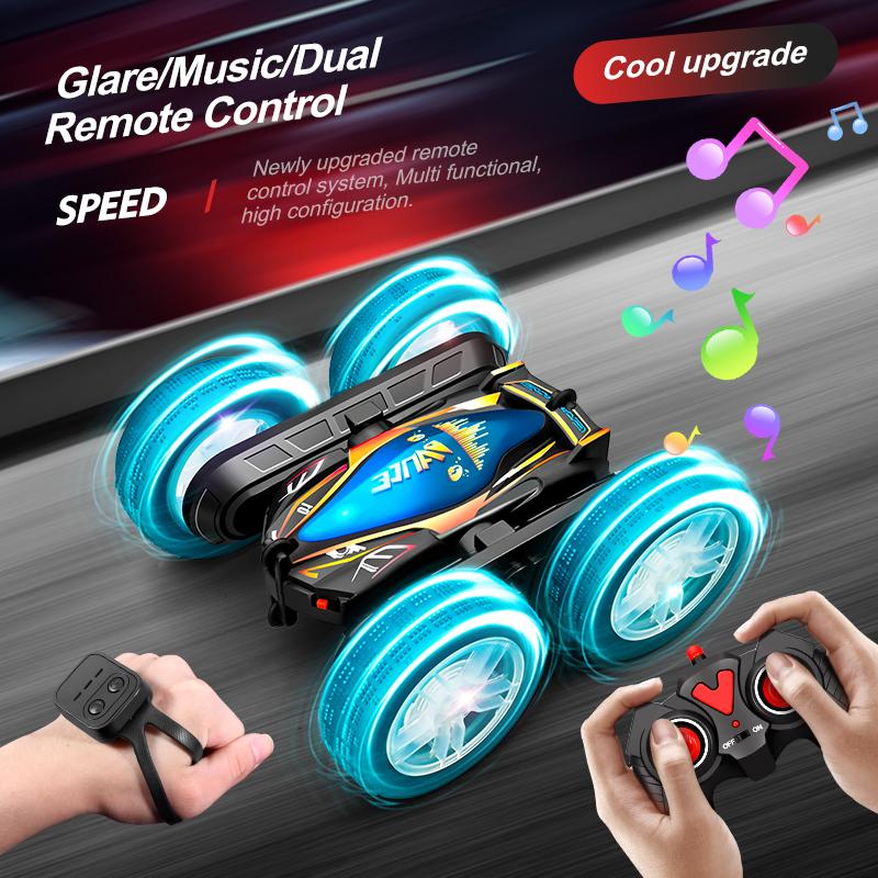 Stunt Remote Control Car - Double Sided RC Stunt Car Outdoor Toys For Kids，360° Flip 4WD Rechargeable Race Car，Girls Boys Gifts，With Lights & Music, for children and family interaction, Christmas gift, New Year gift,Birthday Gifts