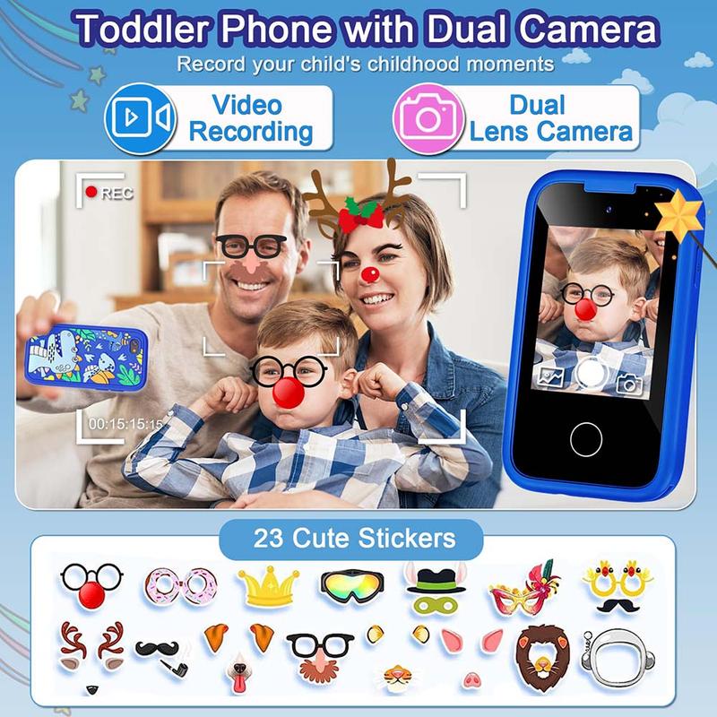 Kids smartphone for girls, birthday or Christmas gift, age 3-10, with dual cameras, games, music player, and learning features