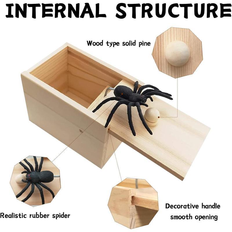 Original Spider Prank Box,Handdmade WoodenPop Out Rubber Spider Scare Box Joke ToysPrank Adults Prank Gift, Pranks for Adults Stuff