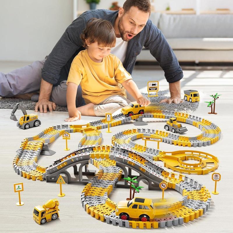 City Truck Track Toy, 236pcs set Construction Car Track Toy, Race Track Toy, Birthday Gift, Christmas Gift