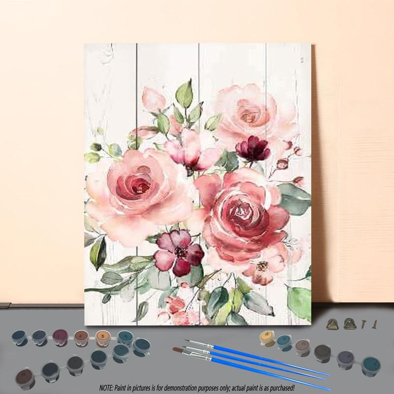 Flower Pattern DIY Painting By Numbers Kit without Frame, 1 Set DIY Paint By Numbers with Brushes & Acrylic Paint, Wall Art Decor for Home Living Room Bedroom