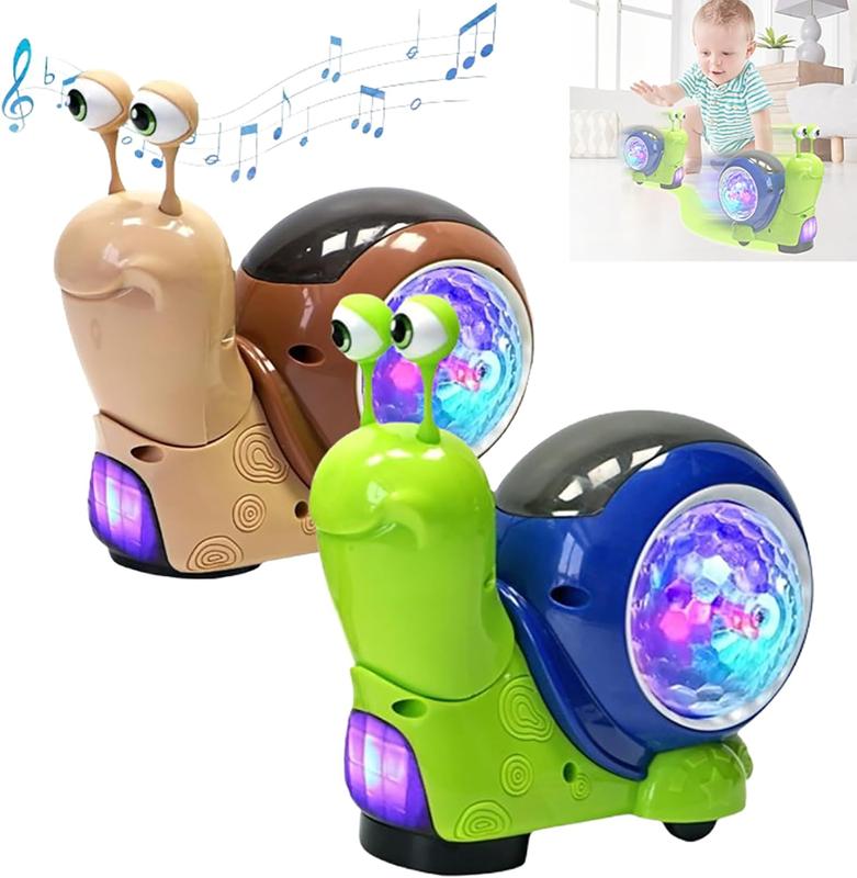 Crawling Snail Design Music Toys, Electric Snail Toy, Cute Electronic Animal Crawl Toy, Toys with Built-in LED Light, Interactive Learning Toy