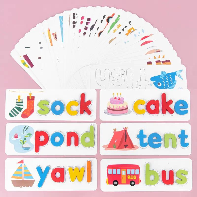 RTS Wholesale Wooden Children's Alphabet Learning Educational Toys, ABC Match Word Alphabet Toy Games, Spelling Games, Word Games