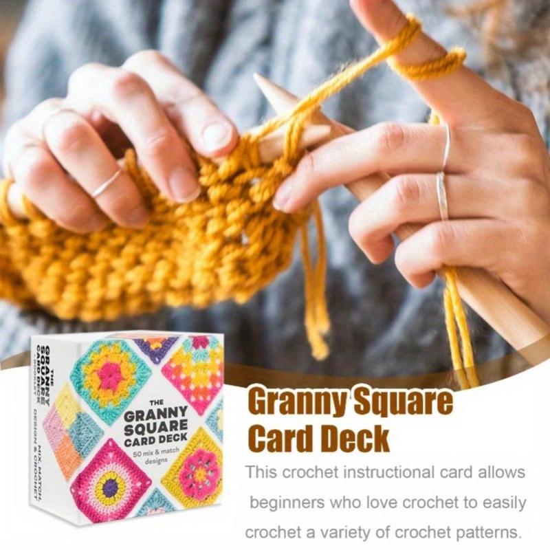 The Granny Square Card Deck, 1 Set 50 Mix & Match Designs Crochet Granny Squares Book for Christmas Gift, Crochet Kit for Beginners, DIY Crochet Kit