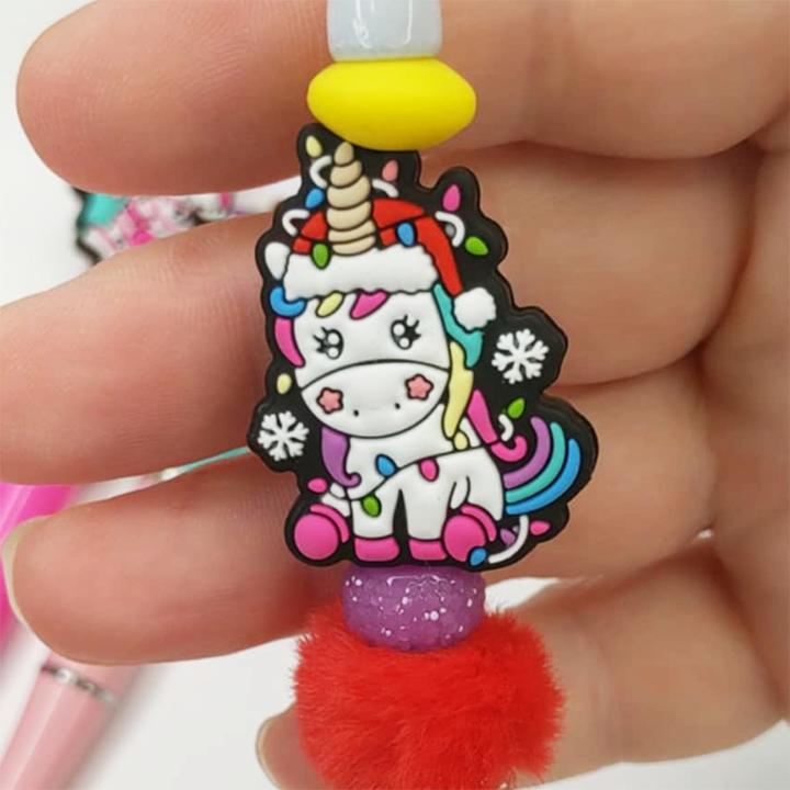 (1pc) Unicorn Wrapped in Christmas Lights Silicone Focal Bead ~ For Making Beaded Pens, Wristlets, Keychains, Cup Charms, Car Charms and More