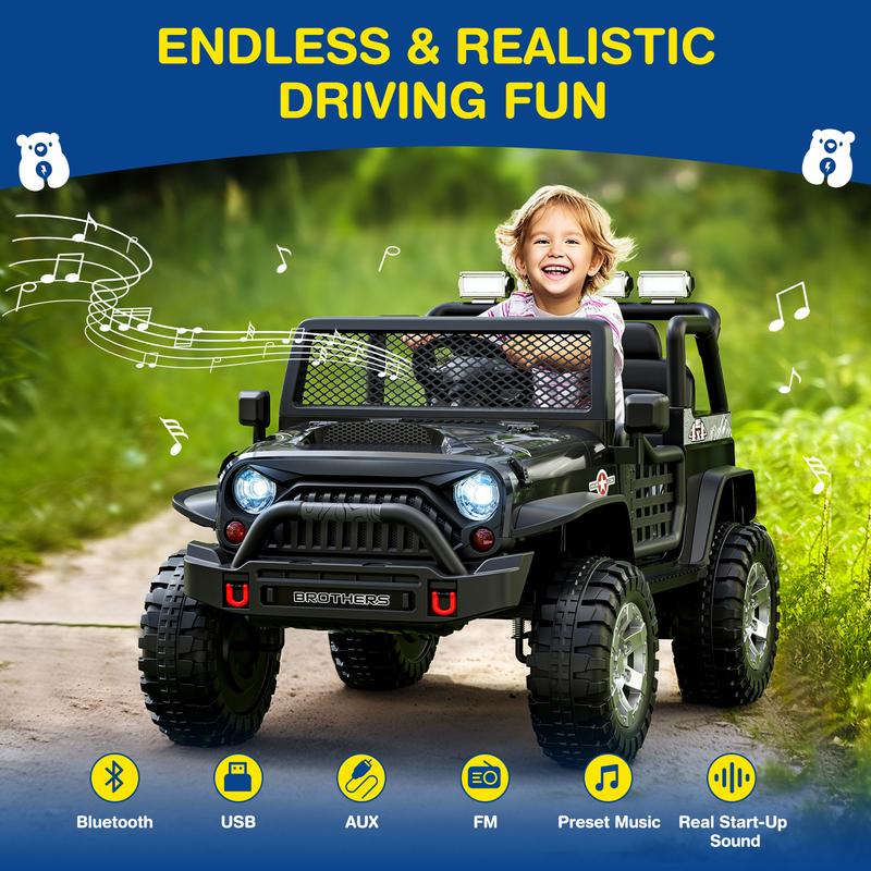 LIGIANT L8 Ride on Car, 12V Kids Electric Car w Remote Control, 2 Seater Ride on Car, Spring Suspension, Bluetooth, Music, LEDs, Gift Idea for Kids