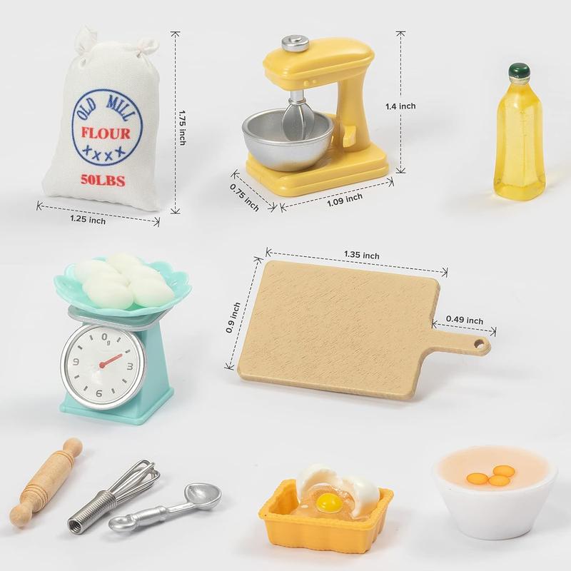 Miniature Kids House Accessories - Kids House Furniture - Miniature Items for Kids House Kitchen - Stand Mixer, Kitchen Scale, Flour, Rolling Pin, etc., Toys and Gifts for Boys and Girls