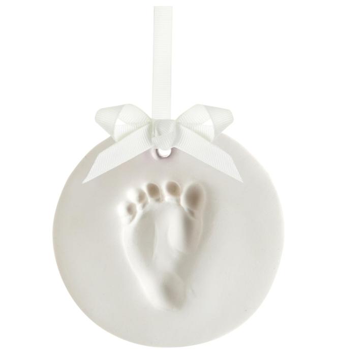 DIY No Mess Hanging Ornament Keepsake Kit, Tiny Ideas Hand and Footprint Keepsake, Classic Nursery Decor, Ideal Gender Neutral Gift, Perfect for Newborns, White