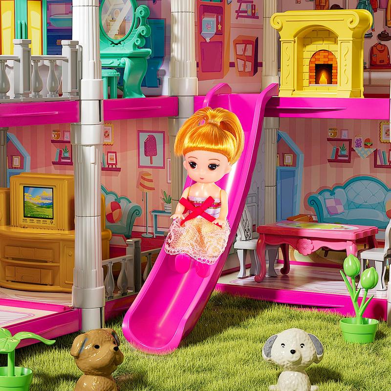 Dolls House Toys - Doll Home, Pretend Home Toy with Accessories and Furniture, Doll Houses Playset Building Toys Dolls Villa