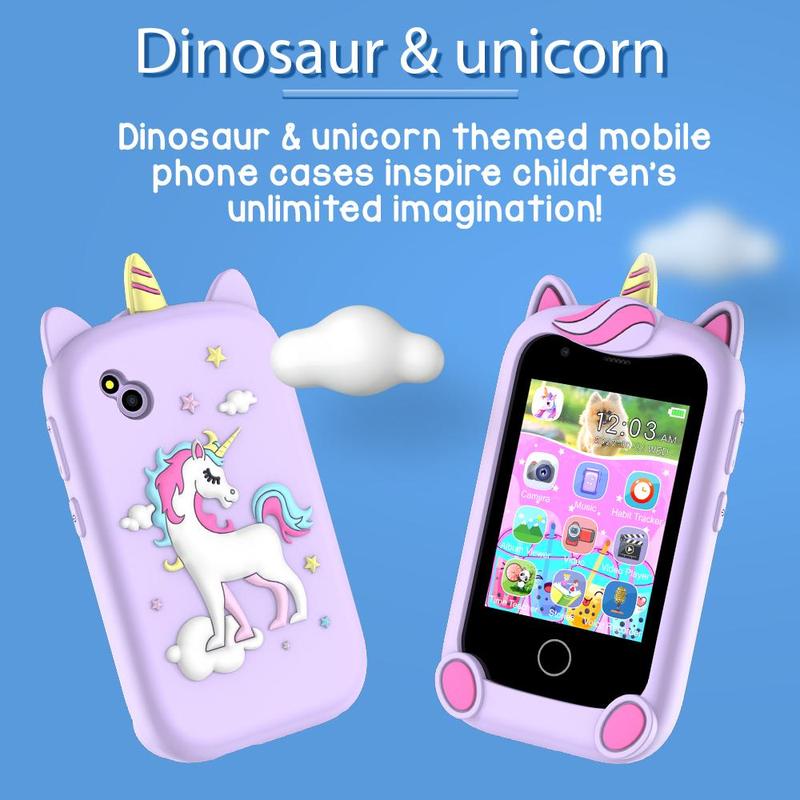 Unicorn Design Smart Phone Toy, 1 Count 2.8-inch High-definition Large Screen Music Player With Dual Cameras, Learning Toy for Gift, Stocking Filler