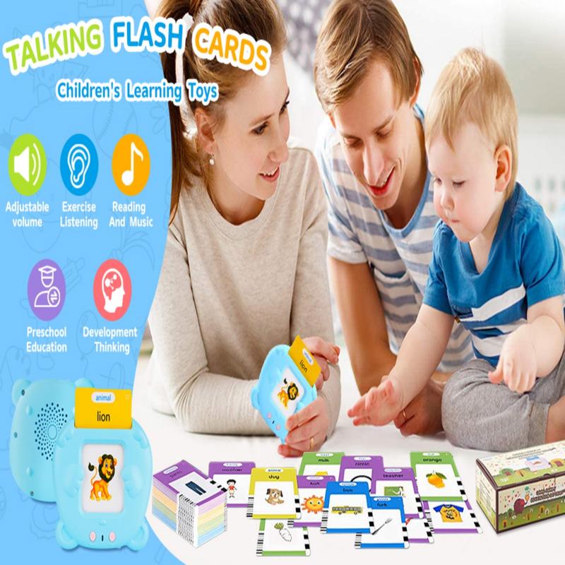 224 510(Spanish&English)  Words Alphabet Bilingual Talking Flash Cards for 3-8 YearsToddlers. Pocket Speech BuddyTherapy AutismToys,  EducationalLearing InteractiveToy for Boys GirlsKids Gifts Blue