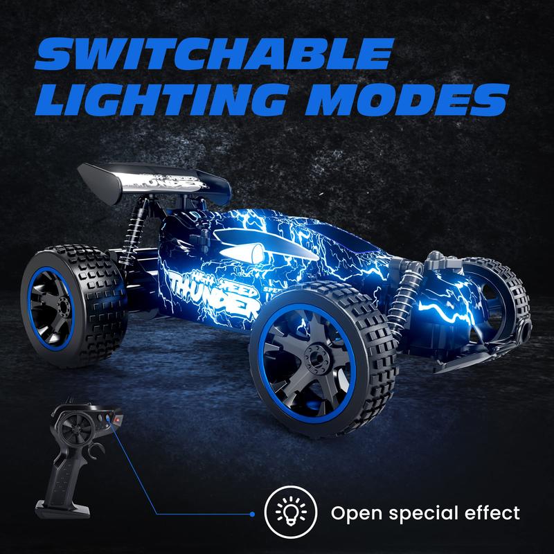 Tecnock RC Cars Remote Control Car for Boys Girls Adults, 1:18 Scale RC Car with LED Lights, 2.4GHz 2WD All Terrain RC Car with 2 Rechargeable Batteries for 60 Min Play, Gifts for Kids , Halloween Gifts,Christmas Gift, New Year Gift