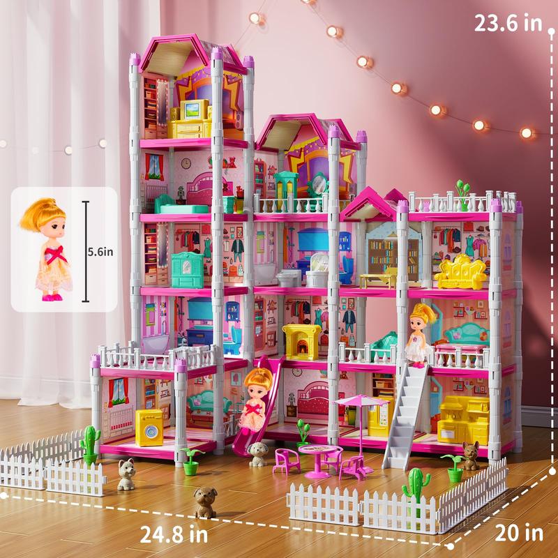 Dolls House Toys - Doll Home, Pretend Home Toy with Accessories and Furniture, Doll Houses Playset Building Toys Dolls Villa