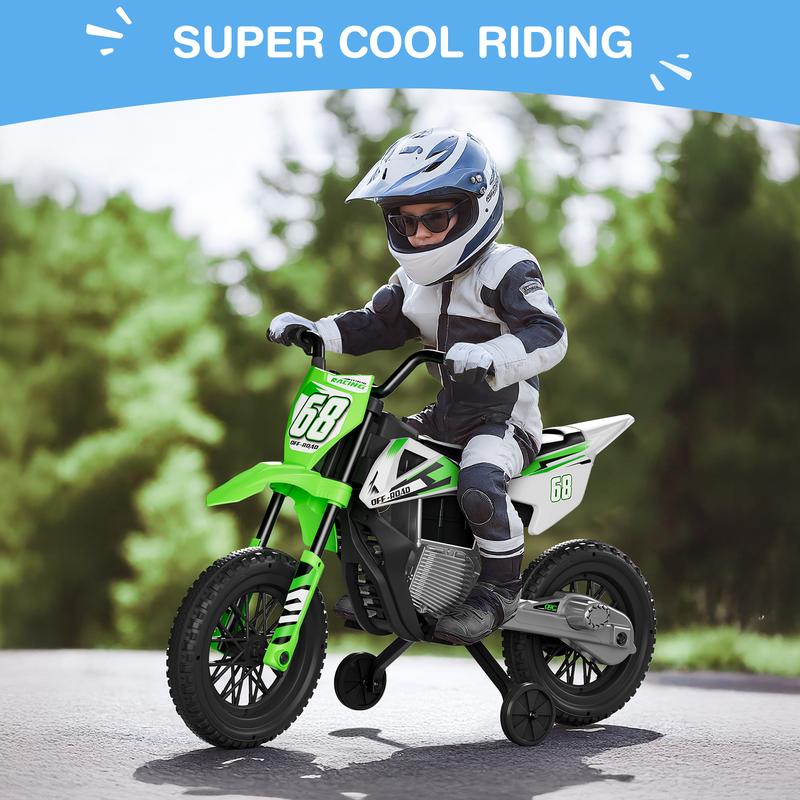 S6 12V Kids Motorcycle, 2x25W Ride on Motorbike, Equipped with Wireless Connection, Self-Control Throttle Grip, Idea Gift for Kids Aged 3-8