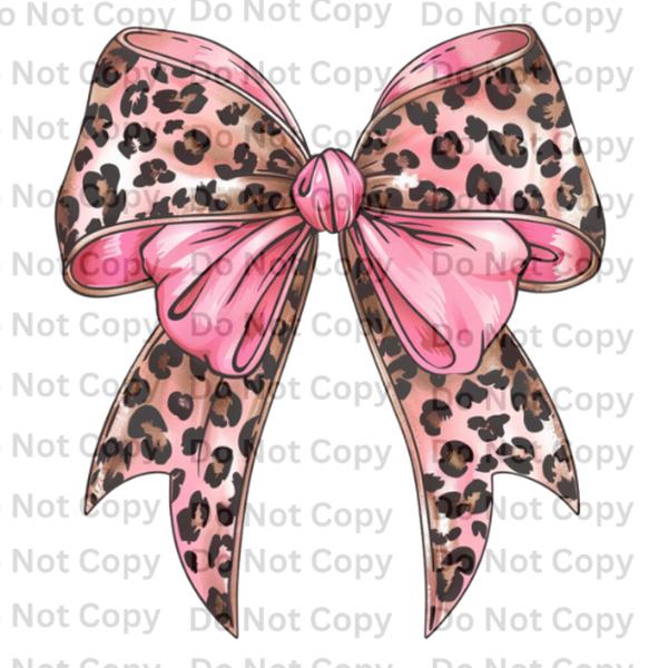 Beautiful Pink And Leopard Bow DTF Print For T-Shirts