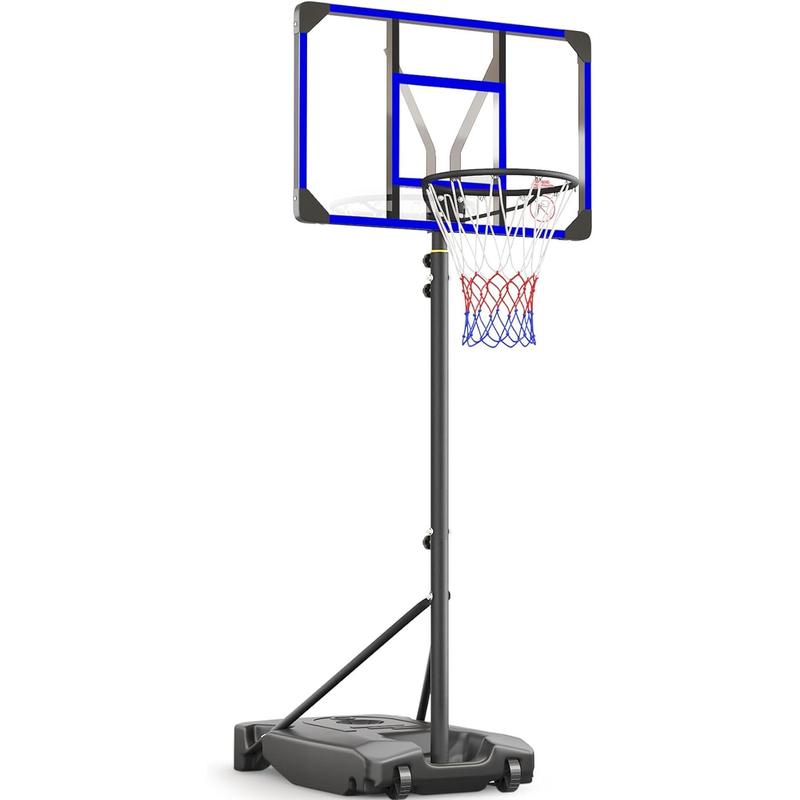 Kids Basketball Hoop Outdoor 4.82-8.53ft Adjustable, Portable Basketball Hoops & Goals for Kids Teenagers Youth in Backyard Driveway Indoor, with Enlarged Base and PC Backboard