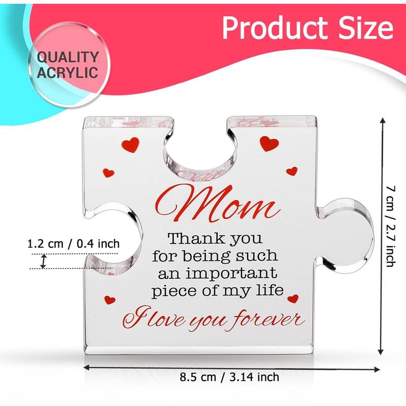 Birthday Gifts for Mom - Engraved Acrylic Block Puzzle Mom Present 4.1 x 3.5 inch - Cool Mom Presents from Daughter, Son, Dad - Heartwarming Mom Birthday Gift, Christmas