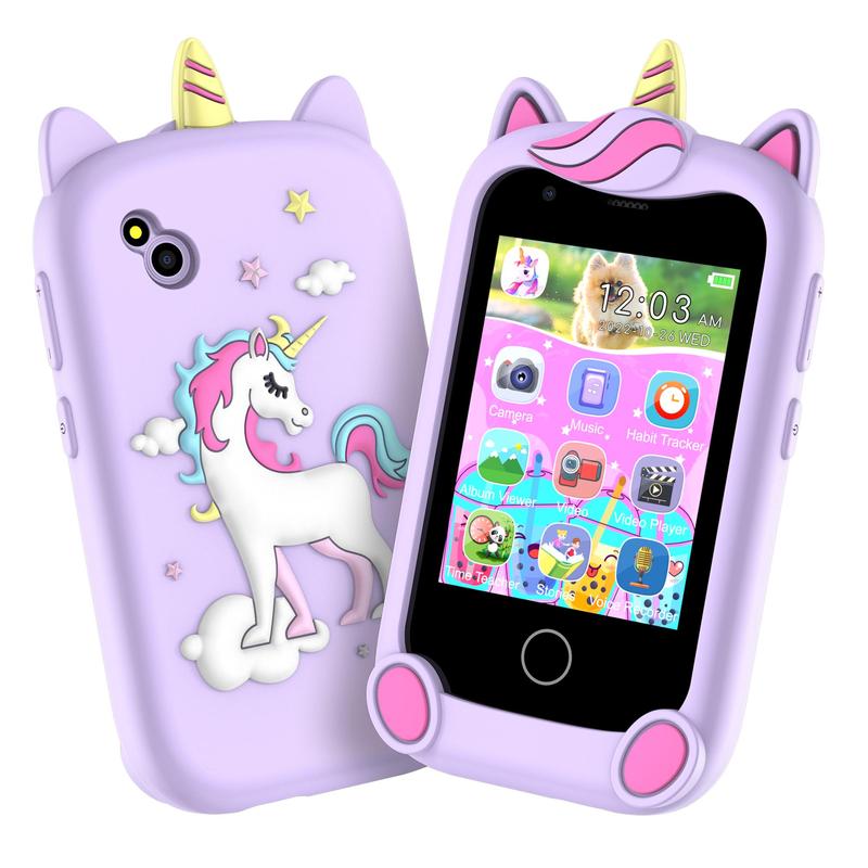 Unicorn Design Smart Phone Toy, 1 Count 2.8-inch High-definition Large Screen Music Player With Dual Cameras, Learning Toy for Gift, Stocking Filler