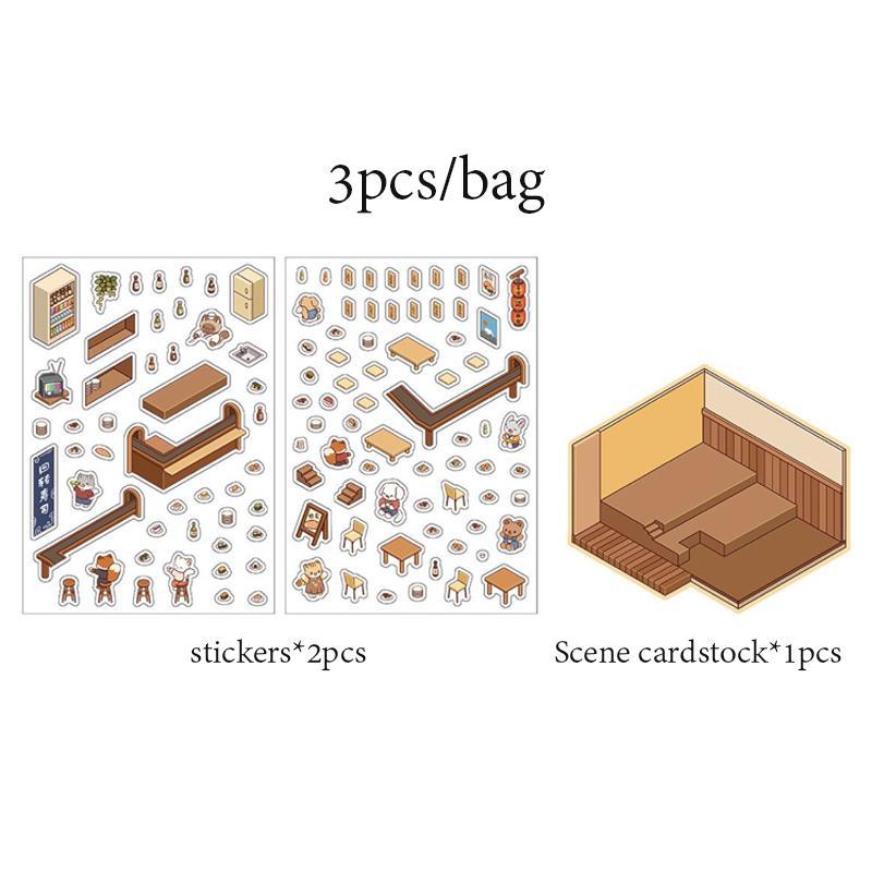 3D Room Decorative Sticker, 12pcs set DIY Decorative Sticker, DIY Decorative Sticker for Scrapbook & Journal